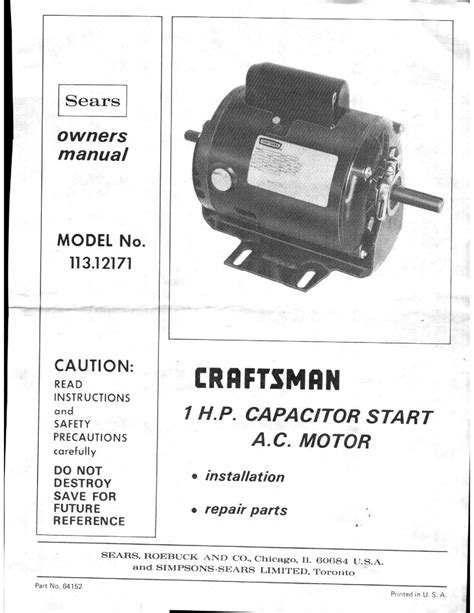 craftsman table saw motor replacement pdf manual